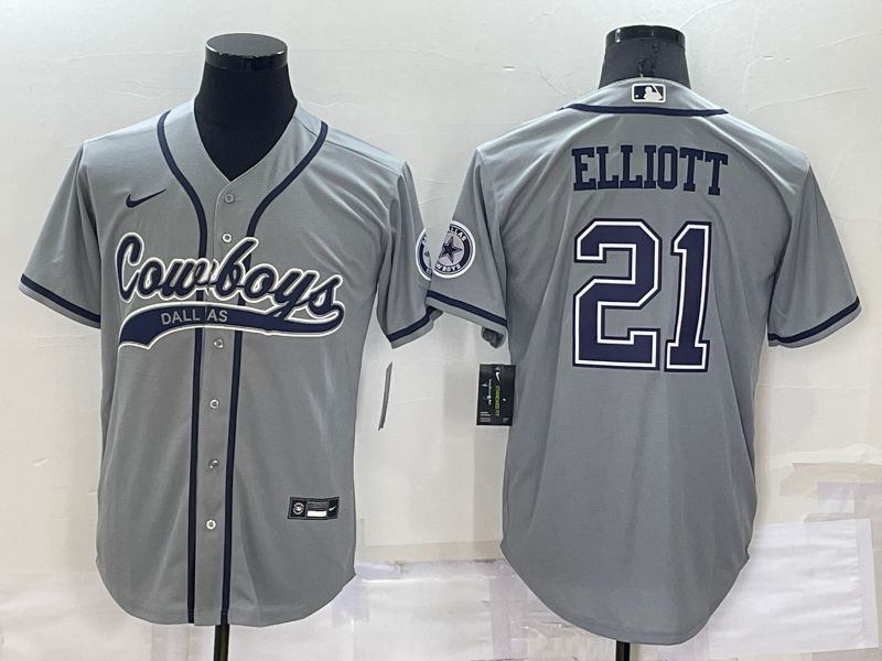 Men Dallas Cowboys #21 Elliott Grey Nike Co branded Jersey->philadelphia eagles->NFL Jersey